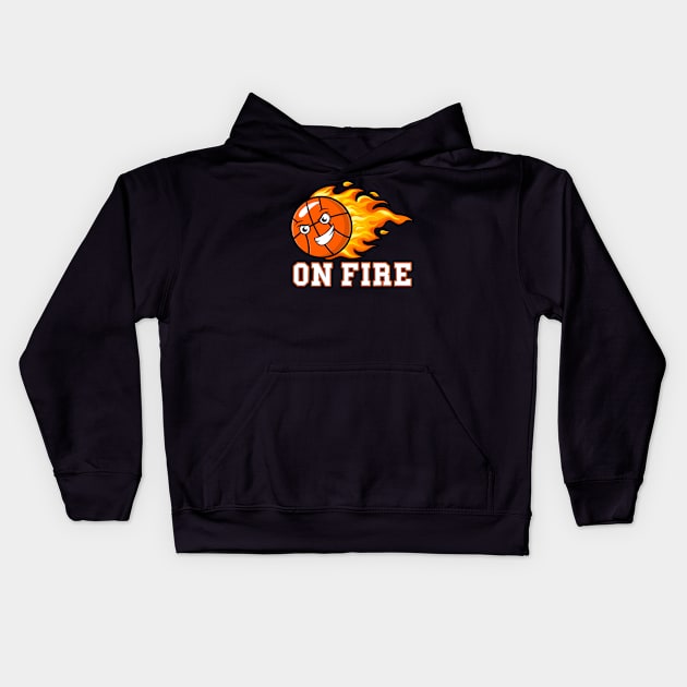 Basketball ball on fire Kids Hoodie by Mpd Art